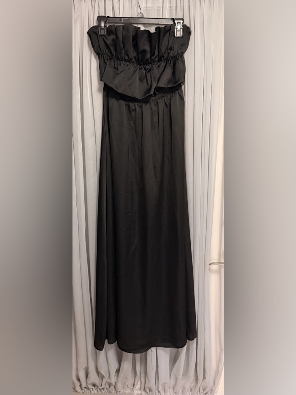 mittoshop Black Strapless Ruffle Maxi Dress size Small